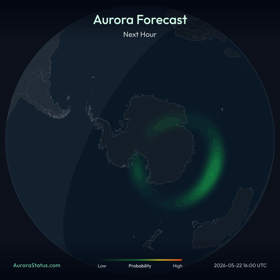 Southern Hemisphere aurora forecast map widget