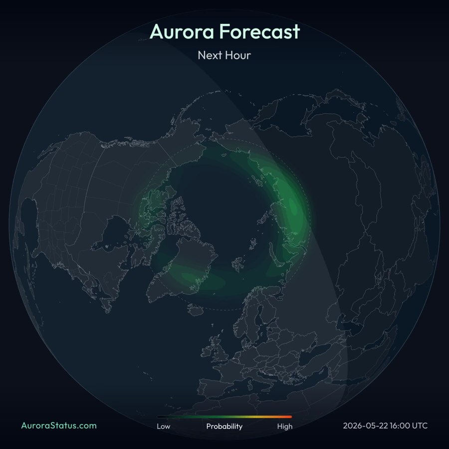 Northern Hemisphere aurora forecast map widget